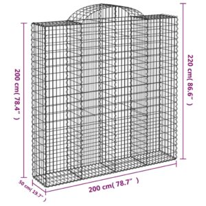 Išlenkti gabiono krepšiai, 15vnt., 200x50x200/220cm, geležis