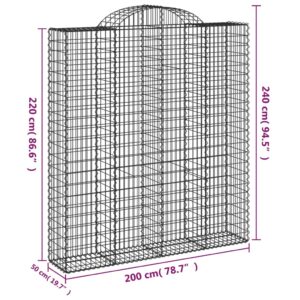 Išlenkti gabiono krepšiai, 2vnt., 200x50x220/240cm, geležis