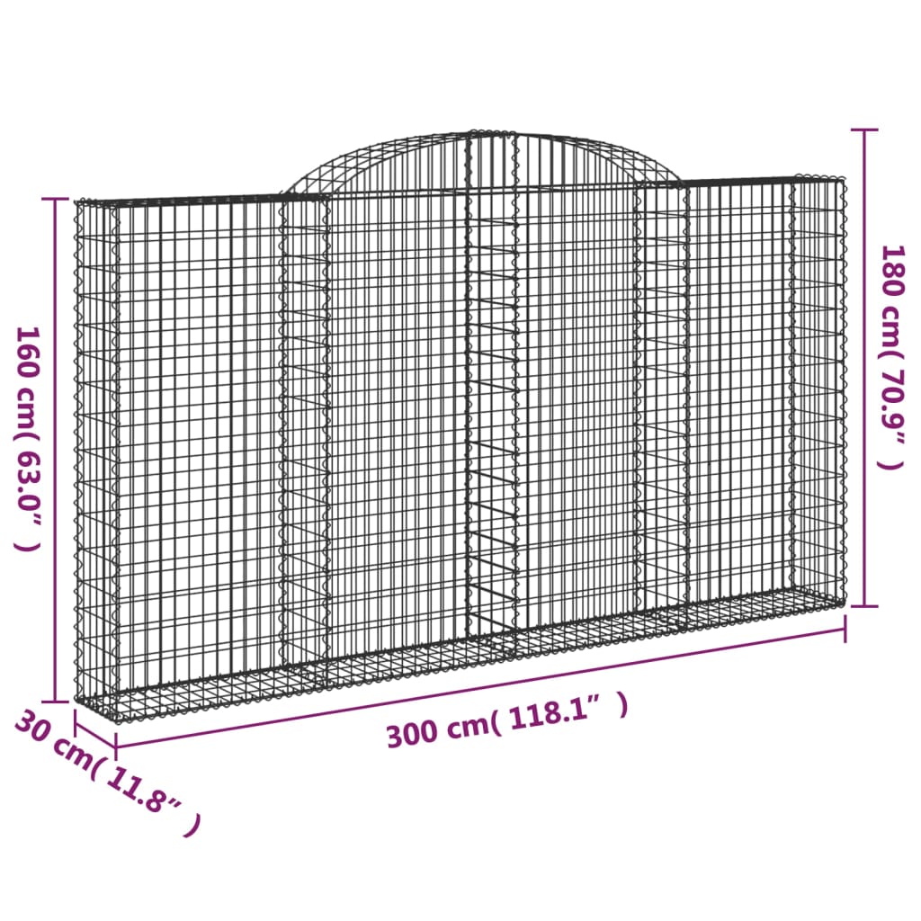Išlenkti gabiono krepšiai, 5vnt., 300x30x160/180cm, geležis Išlenkti gabiono krepšiai, 5vnt., 300x30x160/180cm, geležis