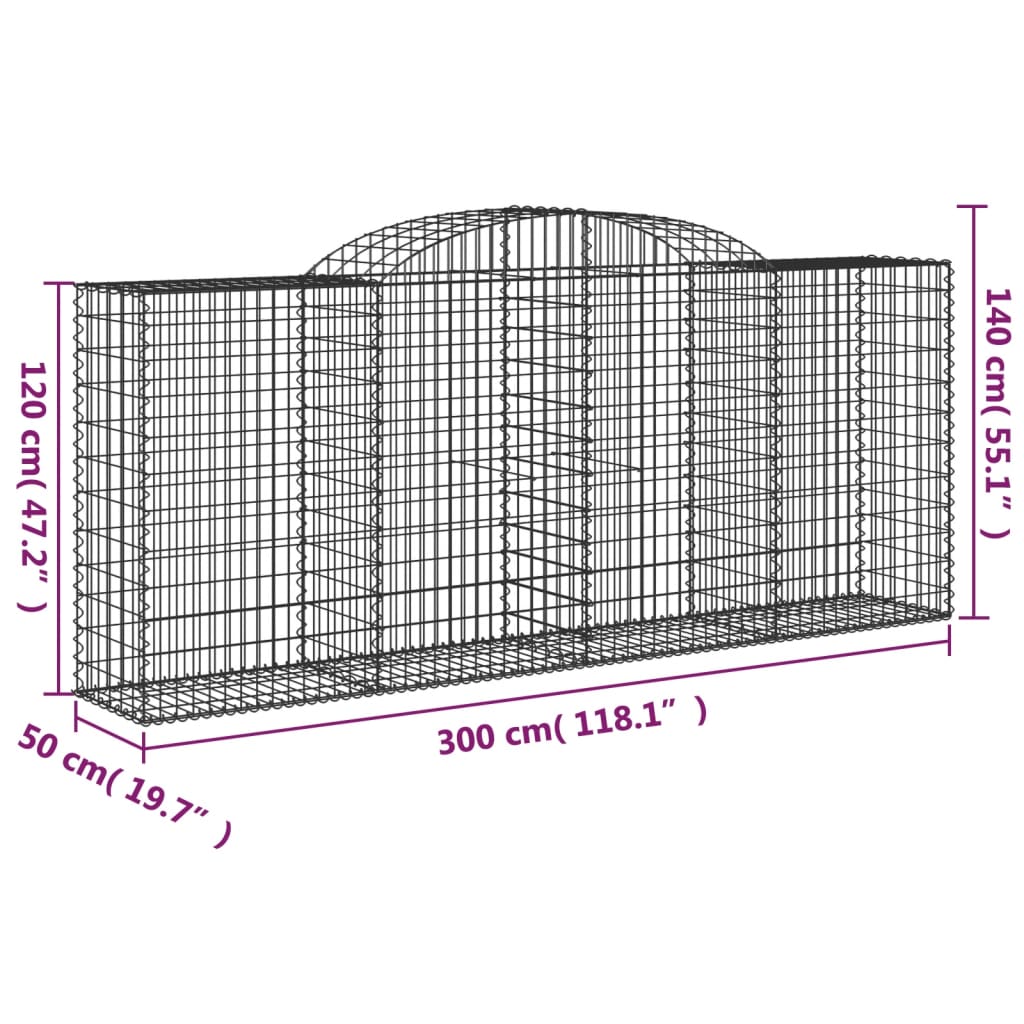 Išlenkti gabiono krepšiai, 8vnt., 300x50x120/140cm, geležis Išlenkti gabiono krepšiai, 8vnt., 300x50x120/140cm, geležis