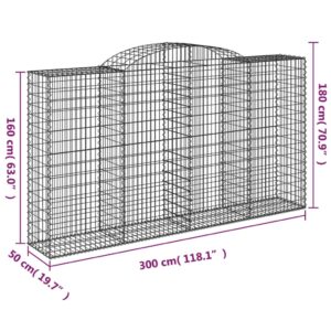 Išlenkti gabiono krepšiai, 5vnt., 300x50x160/180cm, geležis