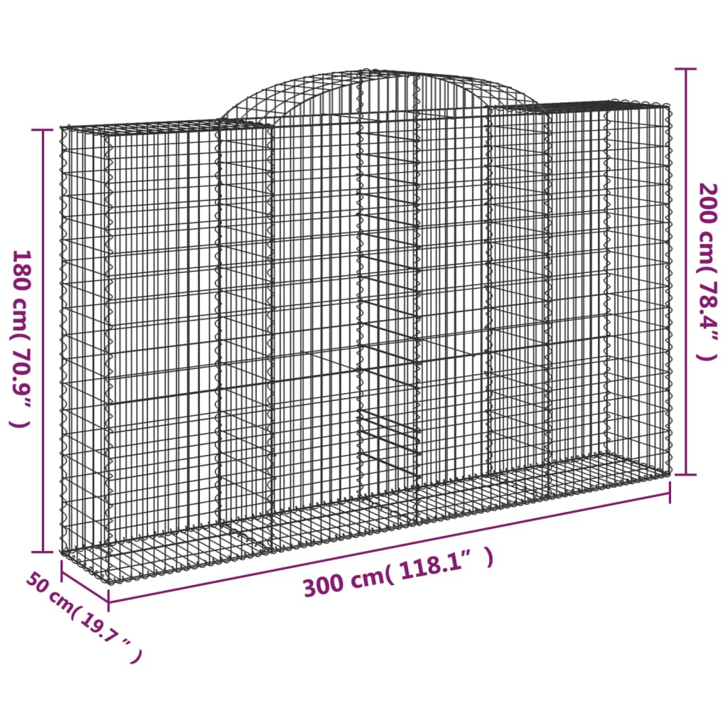 Išlenkti gabiono krepšiai, 7vnt., 300x50x180/200cm, geležis Išlenkti gabiono krepšiai, 7vnt., 300x50x180/200cm, geležis