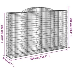 Išlenkti gabiono krepšiai, 13vnt., 300x50x180/200cm, geležis