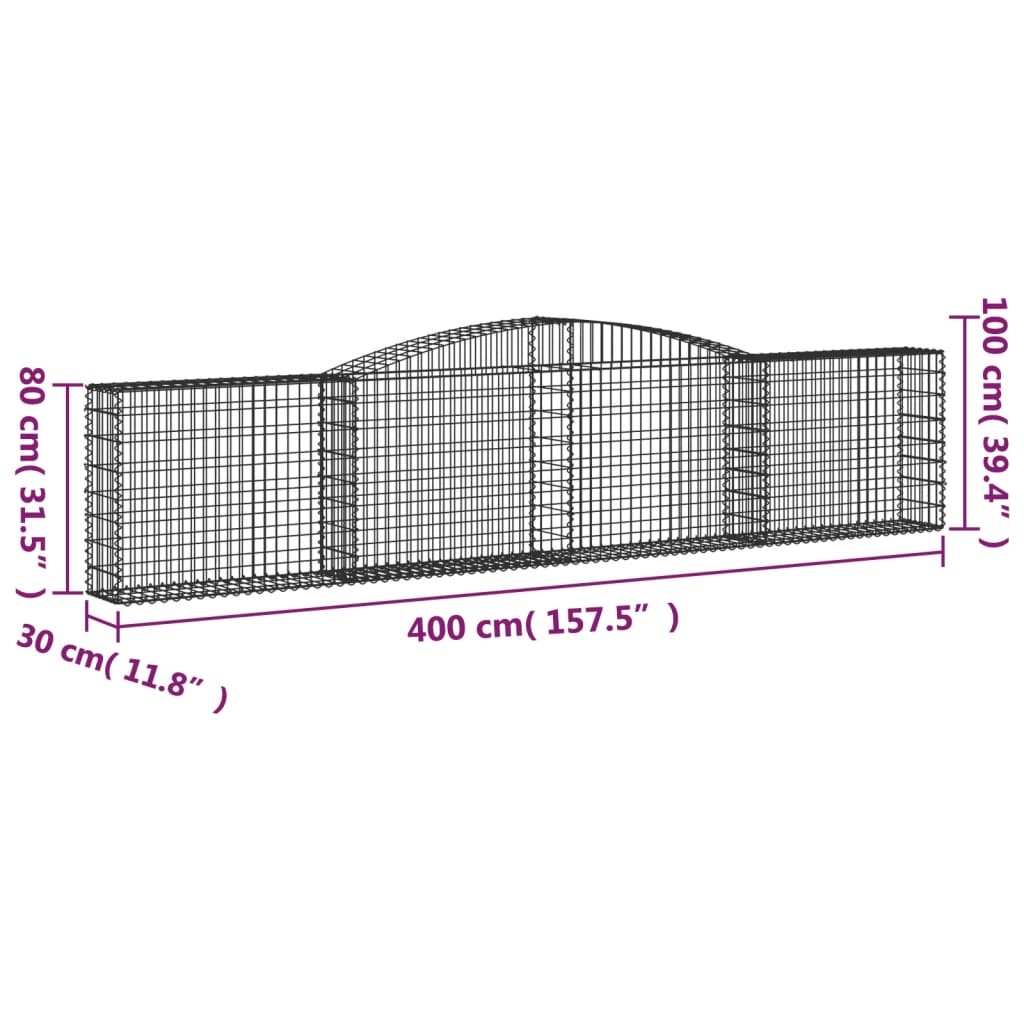 Išlenkti gabiono krepšiai, 4vnt., 400x30x80/100cm, geležis Išlenkti gabiono krepšiai, 4vnt., 400x30x80/100cm, geležis