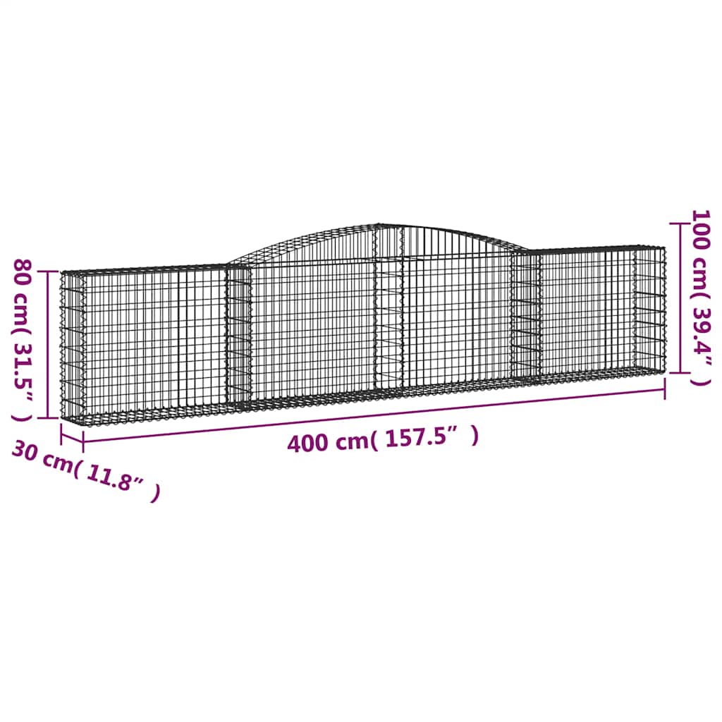 Išlenkti gabiono krepšiai, 6vnt., 400x30x80/100cm, geležis Išlenkti gabiono krepšiai, 6vnt., 400x30x80/100cm, geležis