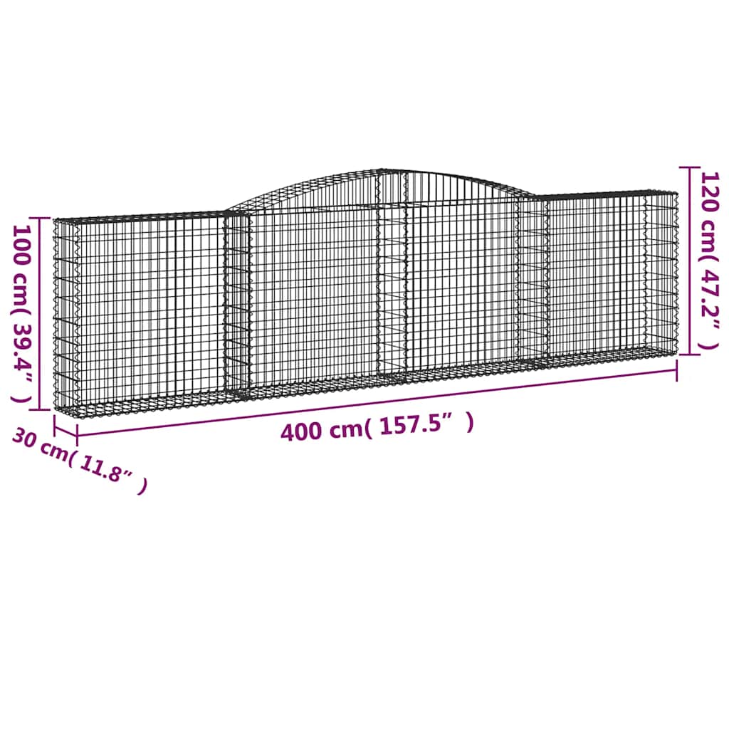 Išlenkti gabiono krepšiai, 8vnt., 400x30x100/120cm, geležis Išlenkti gabiono krepšiai, 8vnt., 400x30x100/120cm, geležis