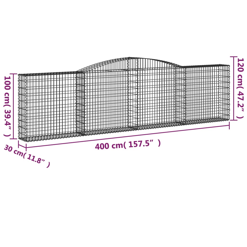 Išlenkti gabiono krepšiai, 9vnt., 400x30x100/120cm, geležis Išlenkti gabiono krepšiai, 9vnt., 400x30x100/120cm, geležis