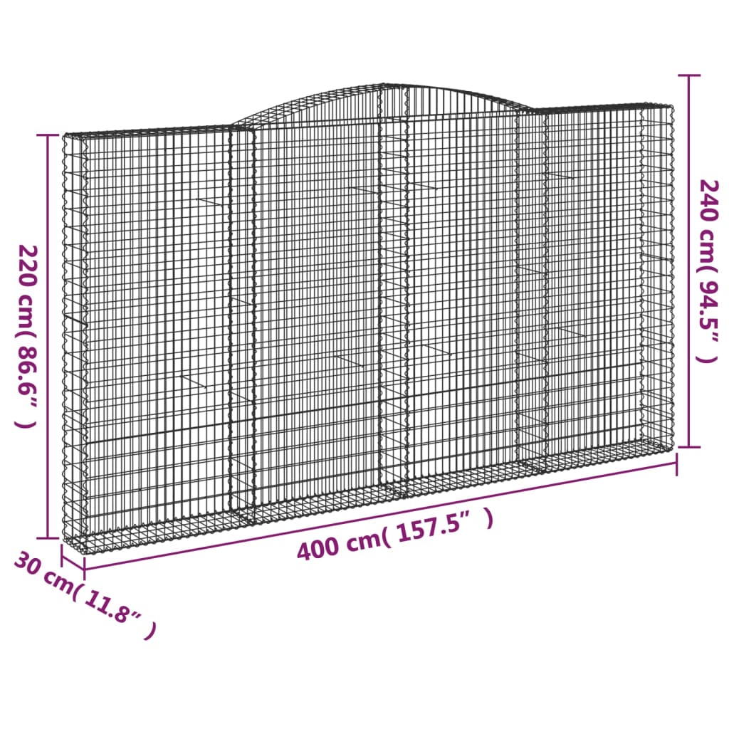 Išlenkti gabiono krepšiai, 5vnt., 400x30x220/240cm, geležis Išlenkti gabiono krepšiai, 5vnt., 400x30x220/240cm, geležis