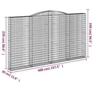 Išlenkti gabiono krepšiai, 10vnt., 400x30x220/240cm, geležis