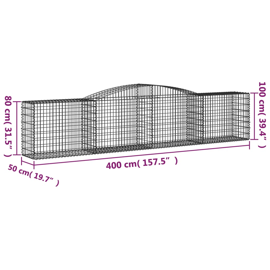 Išlenkti gabiono krepšiai, 8vnt., 400x50x80/100cm, geležis Išlenkti gabiono krepšiai, 8vnt., 400x50x80/100cm, geležis