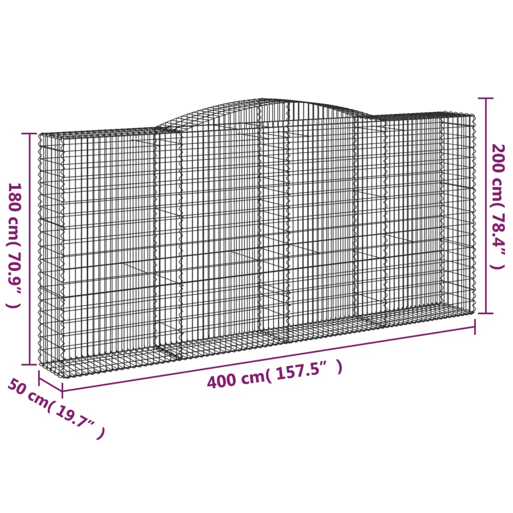 Išlenkti gabiono krepšiai, 6vnt., 400x50x180/200cm, geležis Išlenkti gabiono krepšiai, 6vnt., 400x50x180/200cm, geležis