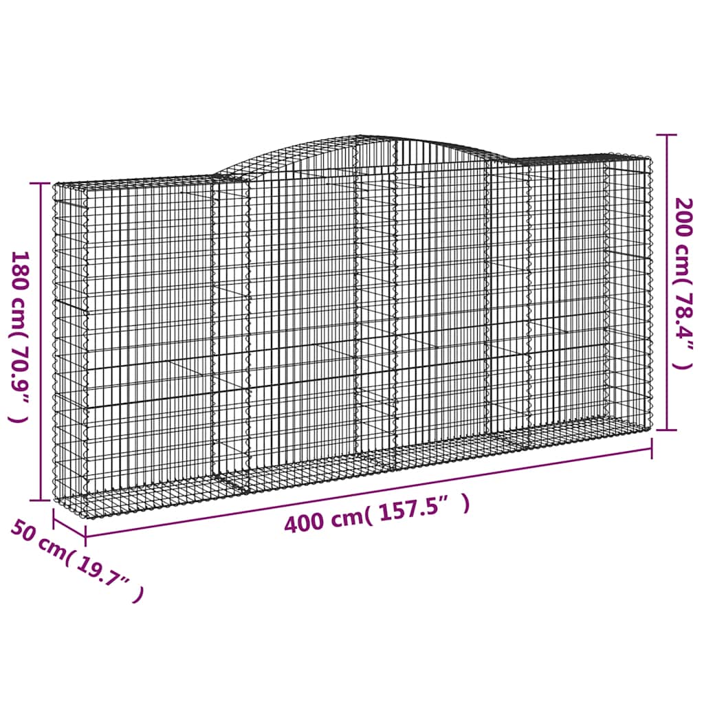 Išlenkti gabiono krepšiai, 10vnt., 400x50x180/200cm, geležis Išlenkti gabiono krepšiai, 10vnt., 400x50x180/200cm, geležis
