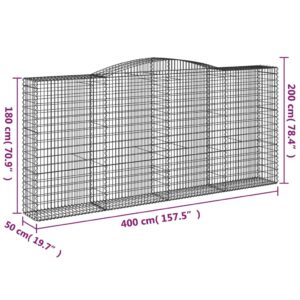 Išlenkti gabiono krepšiai, 15vnt., 400x50x180/200cm, geležis