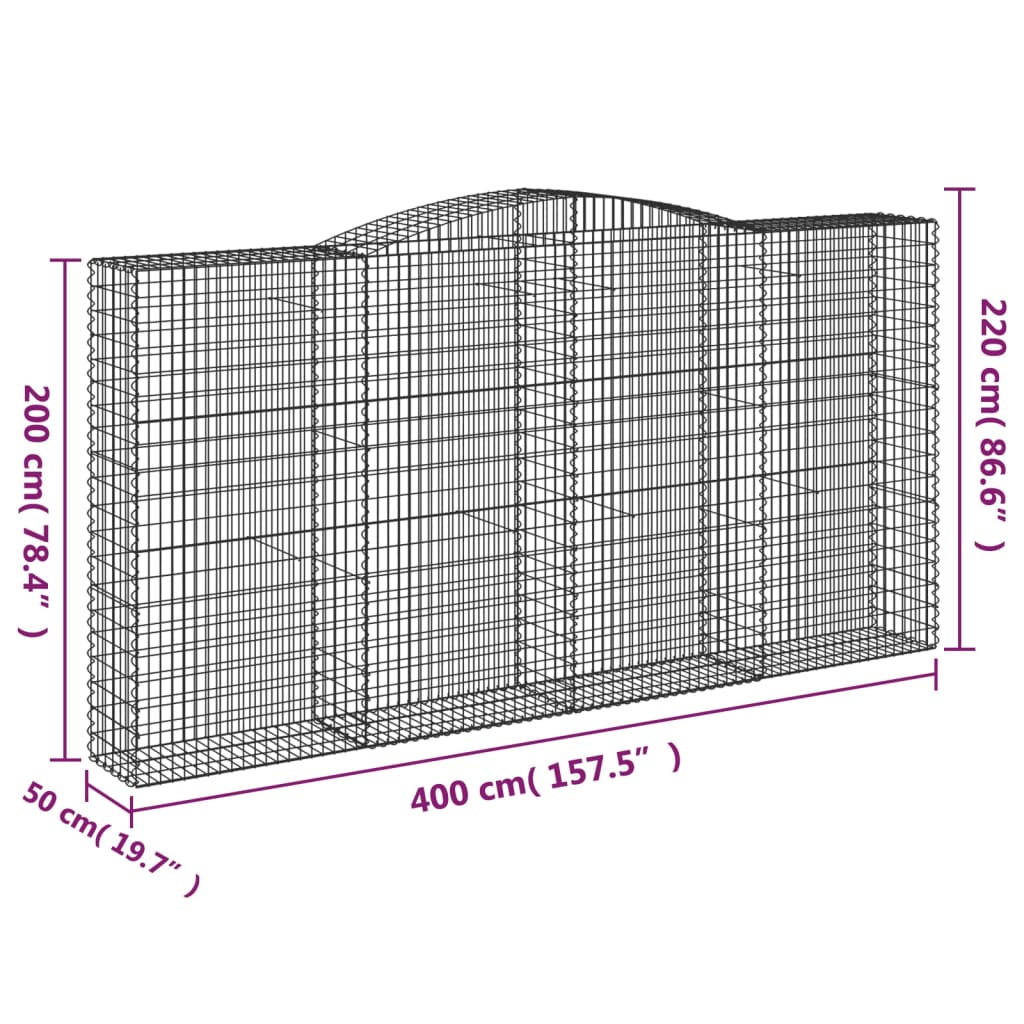 Išlenkti gabiono krepšiai, 7vnt., 400x50x200/220cm, geležis Išlenkti gabiono krepšiai, 7vnt., 400x50x200/220cm, geležis