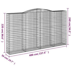 Išlenkti gabiono krepšiai, 4vnt., 400x50x220/240cm, geležis