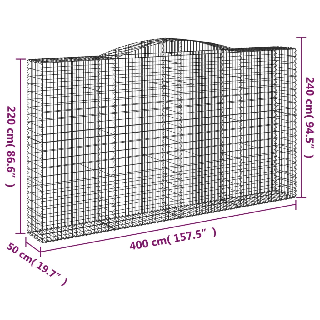 Išlenkti gabiono krepšiai, 4vnt., 400x50x220/240cm, geležis Išlenkti gabiono krepšiai, 4vnt., 400x50x220/240cm, geležis