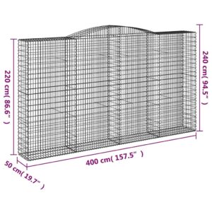 Išlenkti gabiono krepšiai, 5vnt., 400x50x220/240cm, geležis