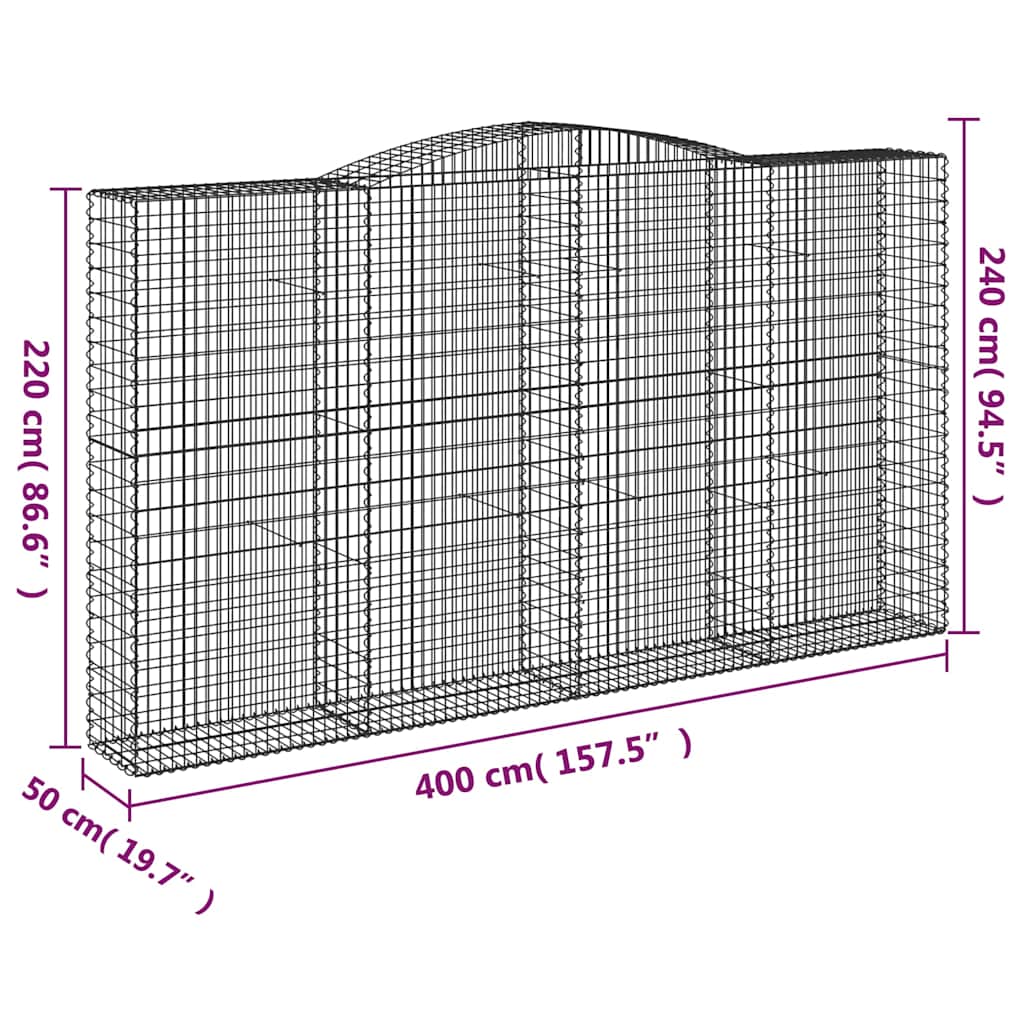 Išlenkti gabiono krepšiai, 5vnt., 400x50x220/240cm, geležis Išlenkti gabiono krepšiai, 5vnt., 400x50x220/240cm, geležis