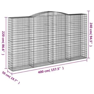 Išlenkti gabiono krepšiai, 9vnt., 400x50x220/240cm, geležis