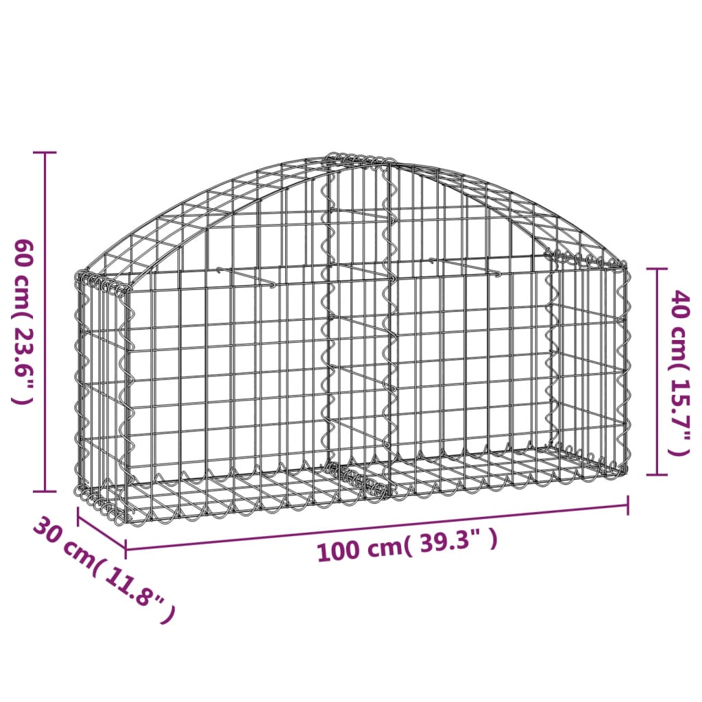 Išlenktas gabiono krepšys, 100x30x40/60 cm, geležis Išlenktas gabiono krepšys, 100x30x40/60 cm, geležis