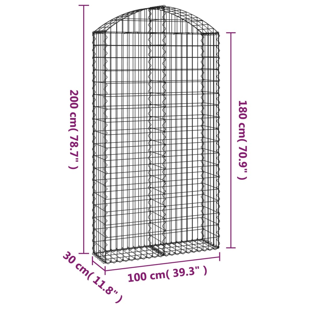 Išlenktas gabiono krepšys, 100x30x180/200 cm, geležis Išlenktas gabiono krepšys, 100x30x180/200 cm, geležis