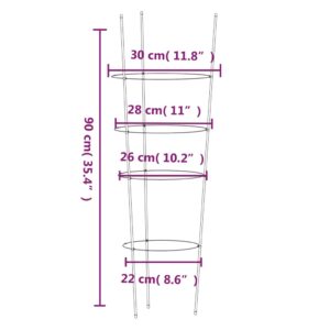 Sodo augalų atramos su 4 žiedais, 5vnt., žalios, 90cm, plienas