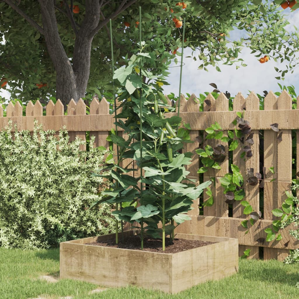 Sodo augalų atramos su 4 žiedais, 5vnt., žalios, 90cm, plienas Sodo augalų atramos su 4 žiedais, 5vnt., žalios, 90cm, plienas - Image 2