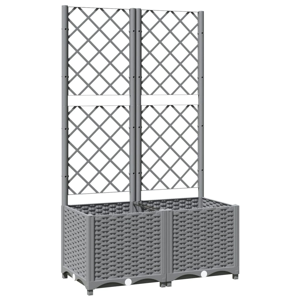 Sodo lovelis su treliažu, šviesiai pilkas, 80x40x136cm, PP Sodo lovelis su treliažu, šviesiai pilkas, 80x40x136cm, PP - Image 3