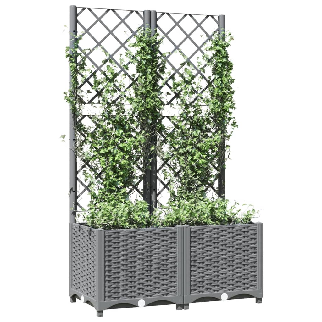 Sodo lovelis su treliažu, šviesiai pilkas, 80x40x136cm, PP Sodo lovelis su treliažu, šviesiai pilkas, 80x40x136cm, PP - Image 8