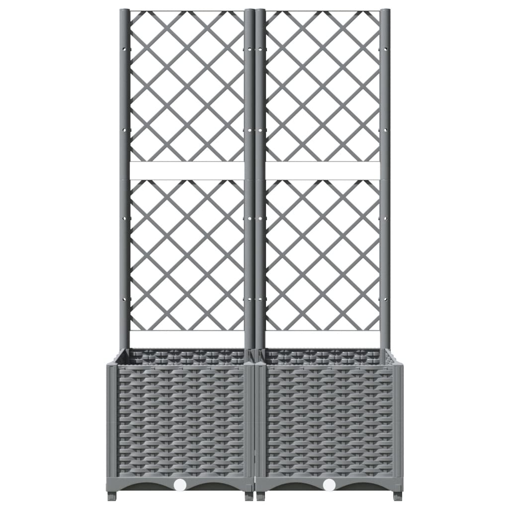 Sodo lovelis su treliažu, šviesiai pilkas, 80x40x136cm, PP Sodo lovelis su treliažu, šviesiai pilkas, 80x40x136cm, PP - Image 4