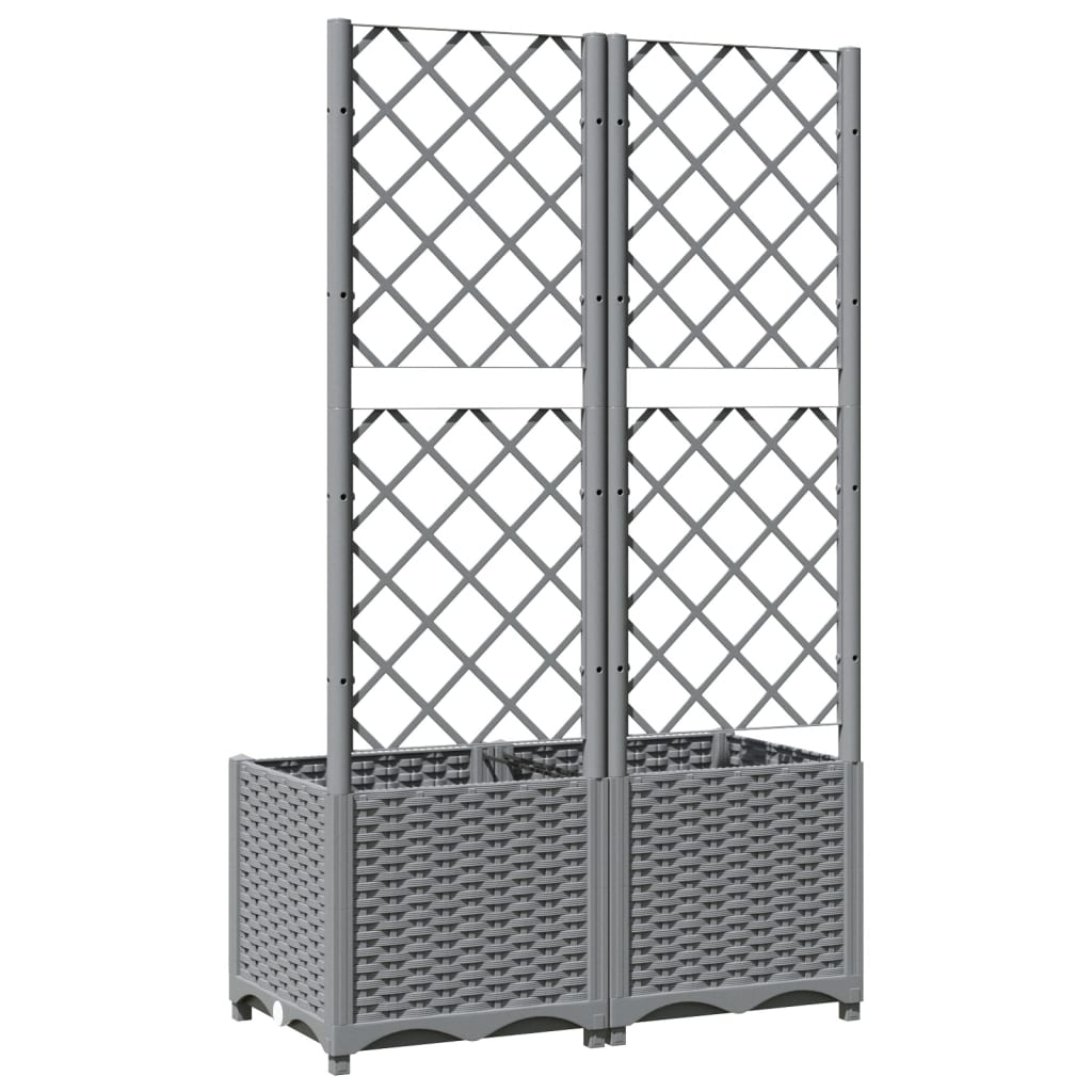 Sodo lovelis su treliažu, šviesiai pilkas, 80x40x136cm, PP Sodo lovelis su treliažu, šviesiai pilkas, 80x40x136cm, PP - Image 5