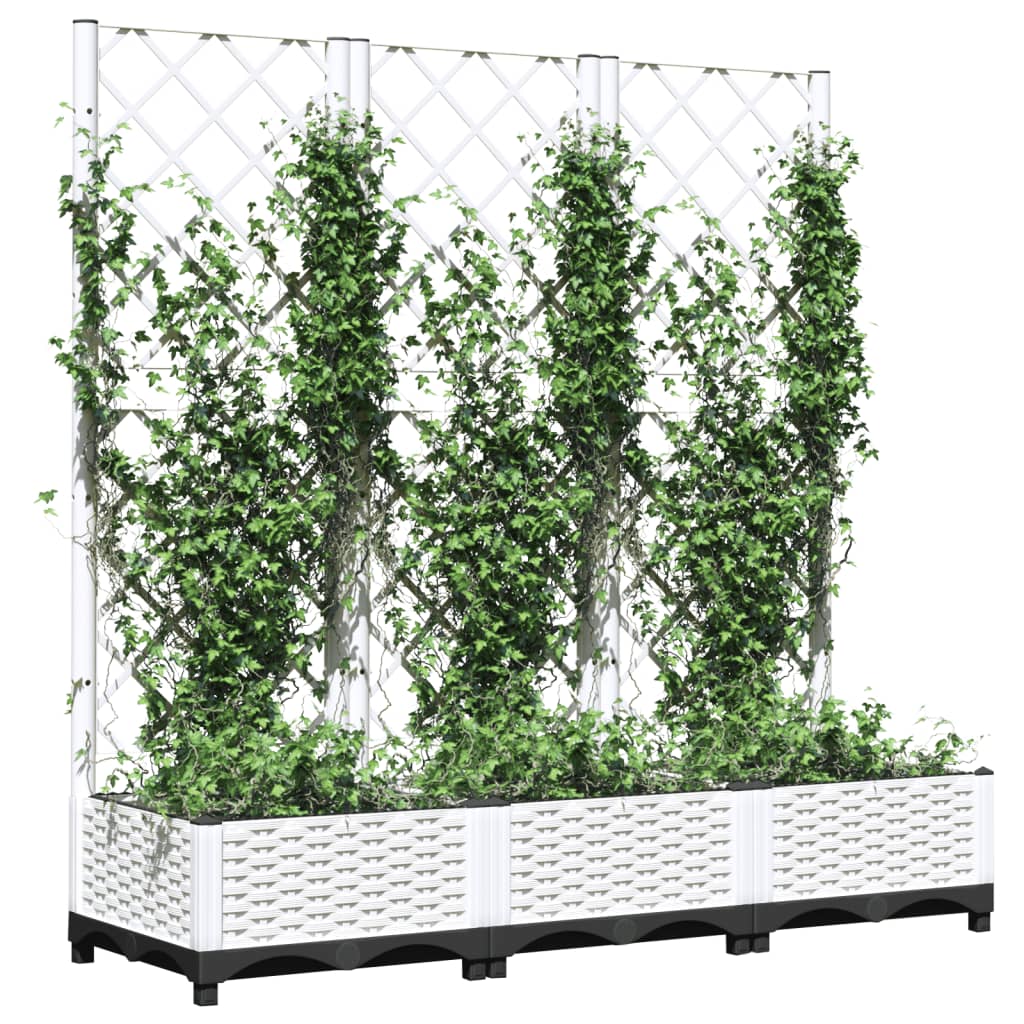 Sodo vazonas su grotelėmis, baltas, 120x40x121,5 cm, PP Sodo vazonas su grotelėmis, baltas, 120x40x121,5 cm, PP - Image 4