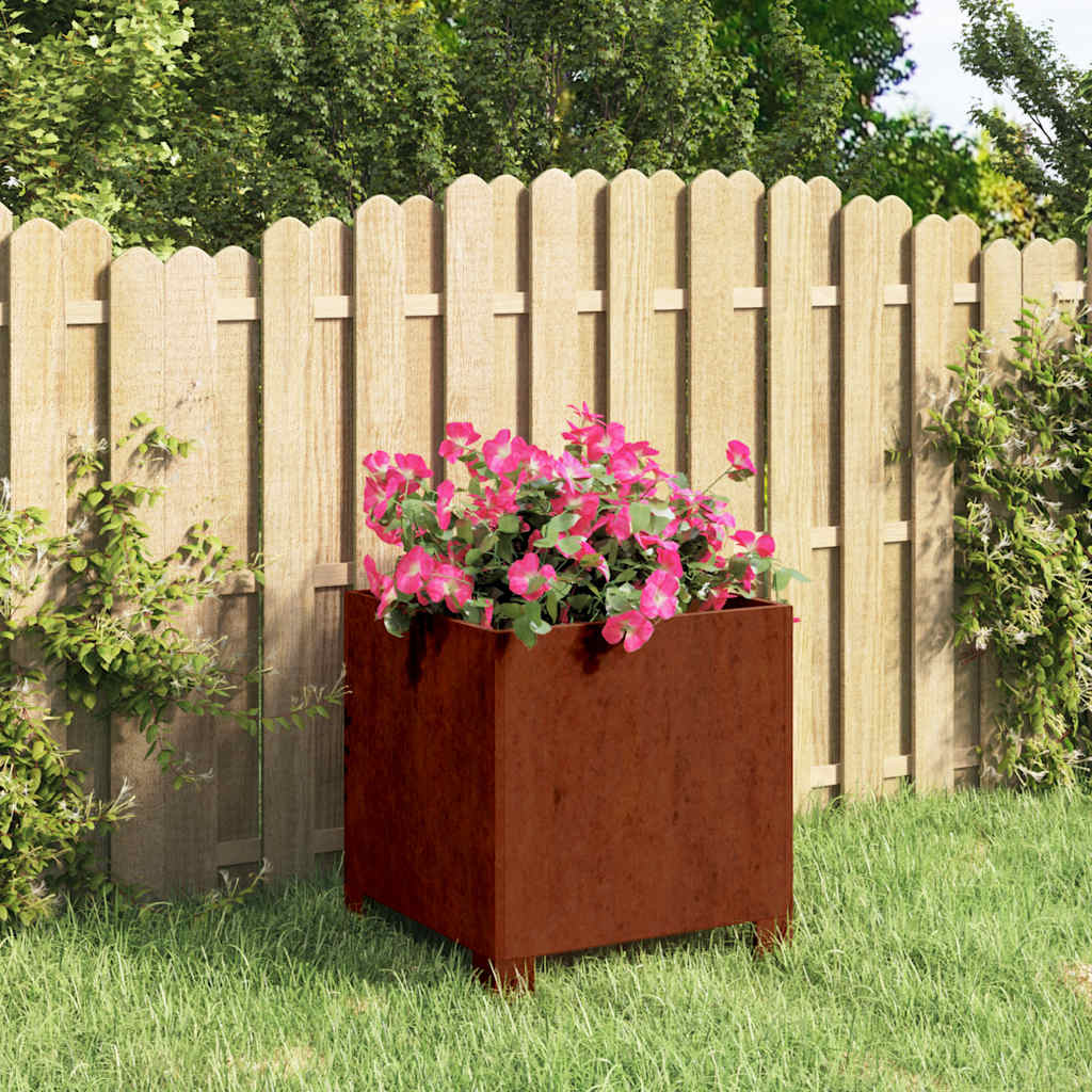Lovelis su kojelėmis, rūdžių, 30x30x30cm, Corten plienas Lovelis su kojelėmis, rūdžių, 30x30x30cm, Corten plienas - Image 2