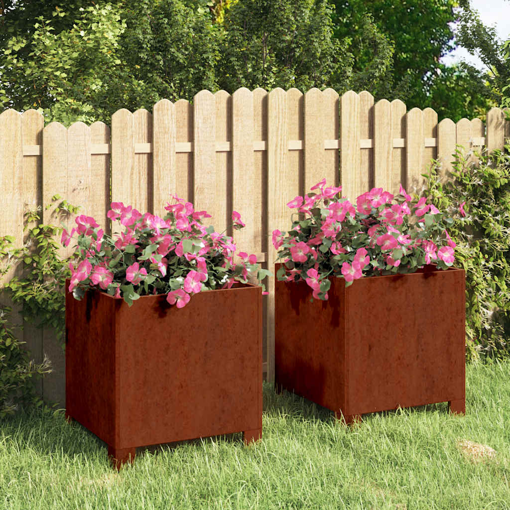 Loveliai su kojelėm, 2vnt., rūdžių, 30x30x30cm, Corten plienas Loveliai su kojelėm, 2vnt., rūdžių, 30x30x30cm, Corten plienas - Image 2