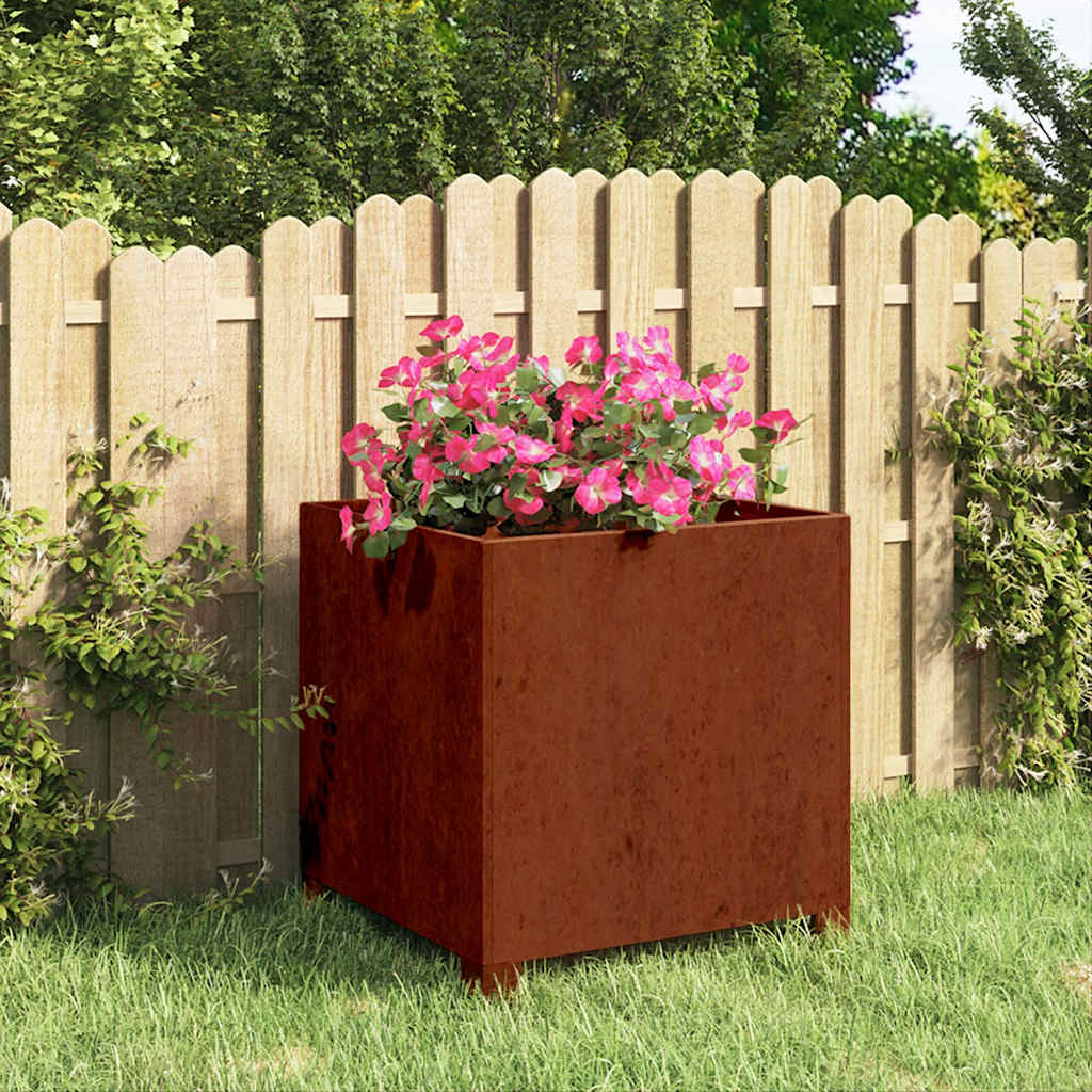 Lovelis su kojelėmis, rūdžių, 40x40x40cm, Corten plienas Lovelis su kojelėmis, rūdžių, 40x40x40cm, Corten plienas - Image 2