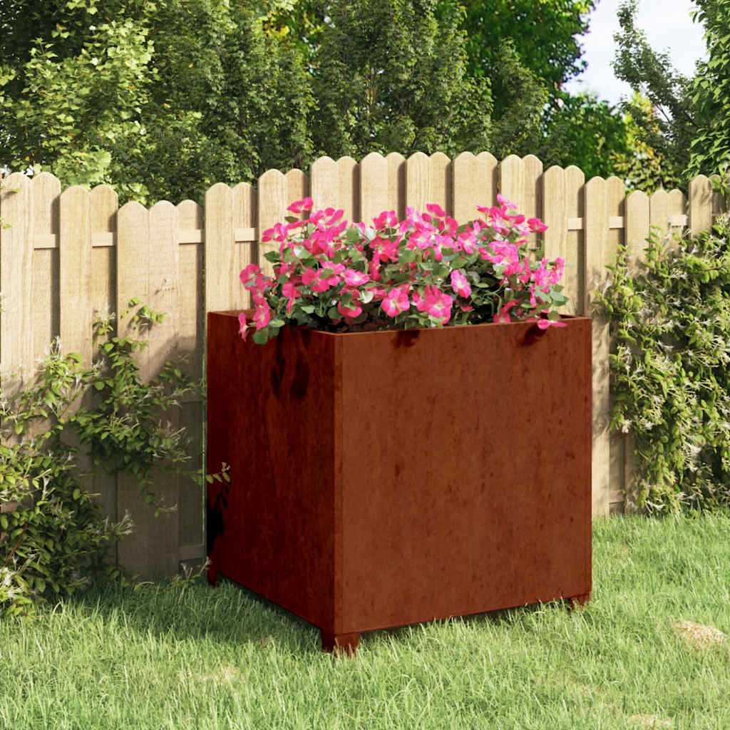 Lovelis su kojelėmis, rūdžių, 50x50x50cm, Corten plienas Lovelis su kojelėmis, rūdžių, 50x50x50cm, Corten plienas - Image 2
