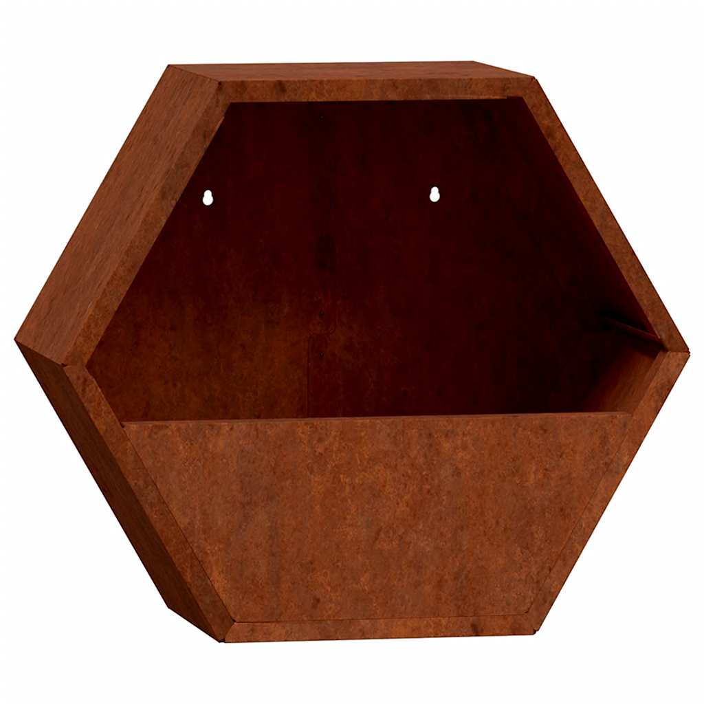 Sieniniai loveliai, 2vnt., rūdžių, 30x10x25cm, Corten plienas Sieniniai loveliai, 2vnt., rūdžių, 30x10x25cm, Corten plienas - Image 5