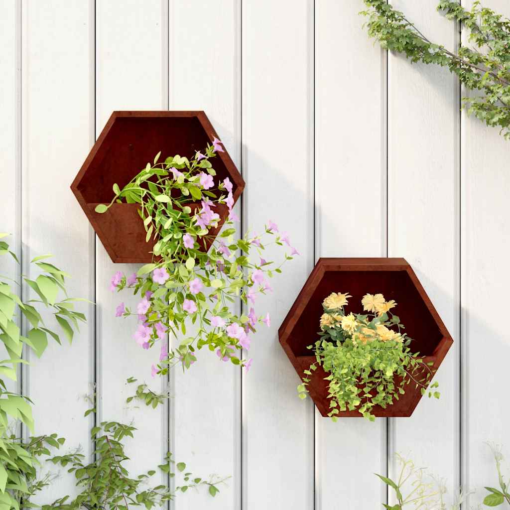 Sieniniai loveliai, 2vnt., rūdžių, 30x10x25cm, Corten plienas Sieniniai loveliai, 2vnt., rūdžių, 30x10x25cm, Corten plienas - Image 2