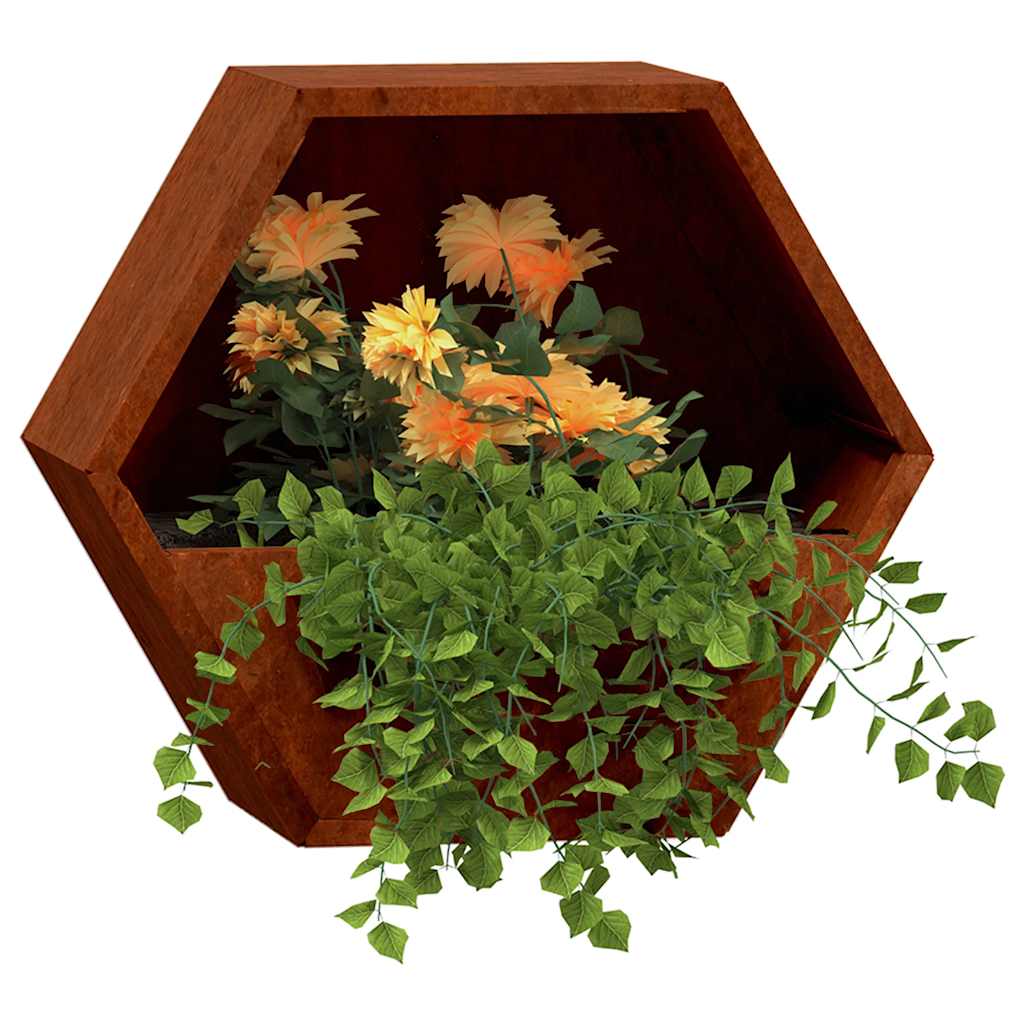 Sieniniai loveliai, 2vnt., rūdžių, 46x10x40cm, Corten plienas Sieniniai loveliai, 2vnt., rūdžių, 46x10x40cm, Corten plienas - Image 3
