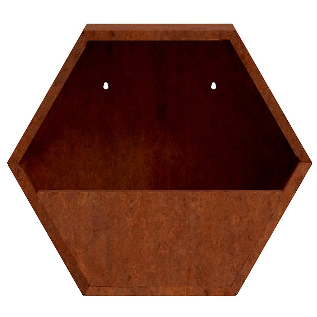 Sieniniai loveliai, 2vnt., rūdžių, 46x10x40cm, Corten plienas Sieniniai loveliai, 2vnt., rūdžių, 46x10x40cm, Corten plienas - Image 6