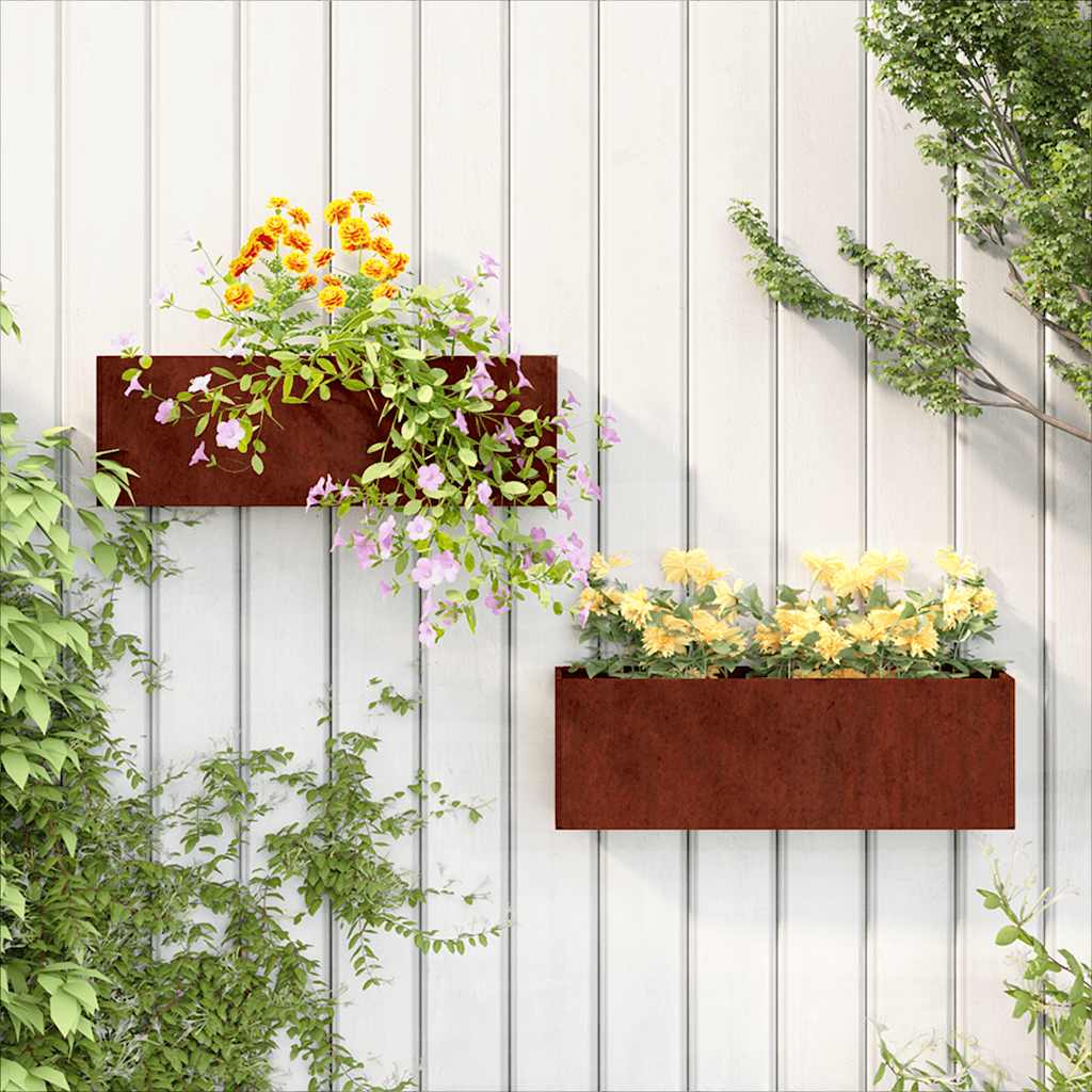 Sieniniai loveliai, 2vnt., rūdžių, 53x10x17cm, Corten plienas Sieniniai loveliai, 2vnt., rūdžių, 53x10x17cm, Corten plienas - Image 2