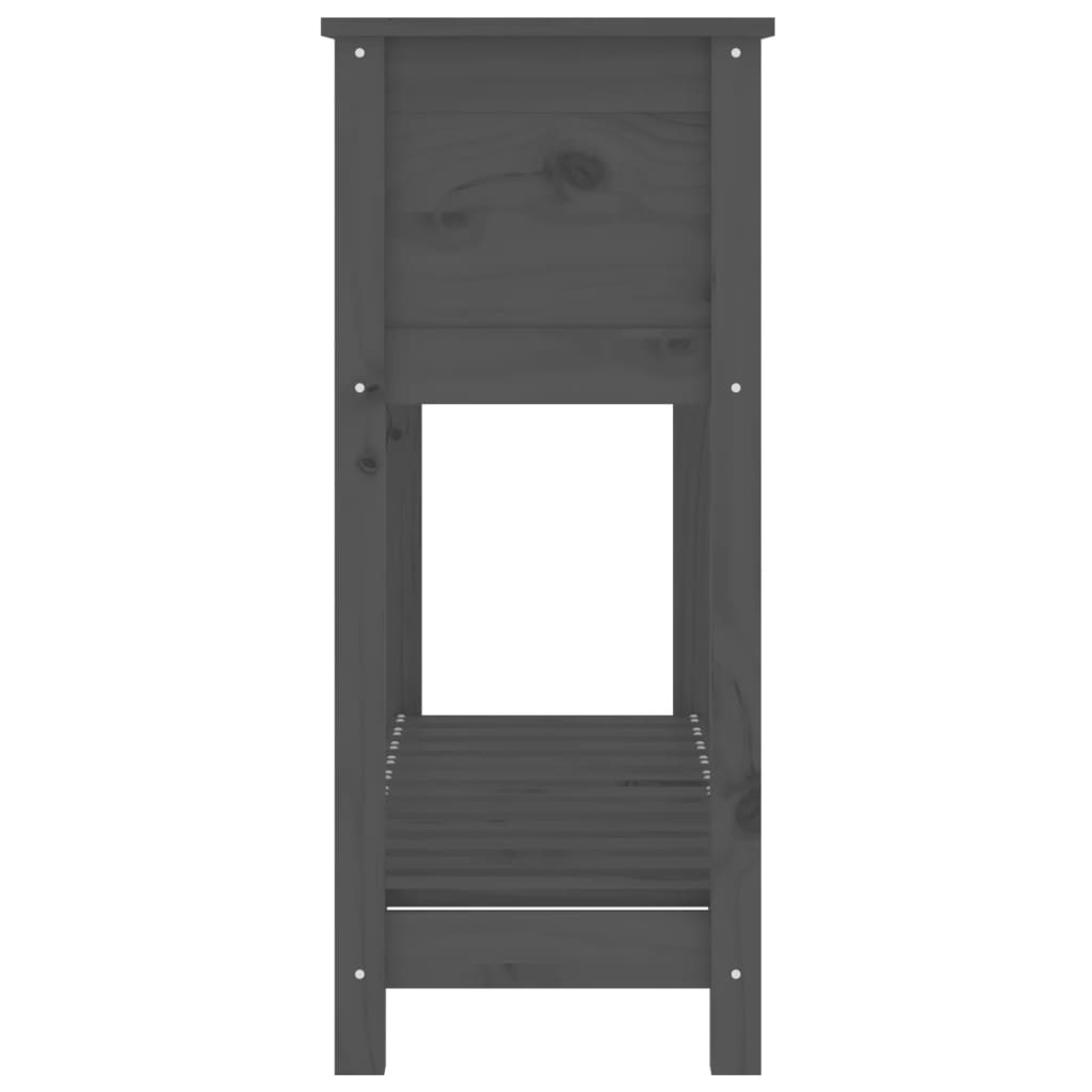 Lovelis su lentyna, pilkas, 111,5×34,5x81cm, pušies masyvas Lovelis su lentyna, pilkas, 111,5x34,5x81cm, pušies masyvas - Image 6