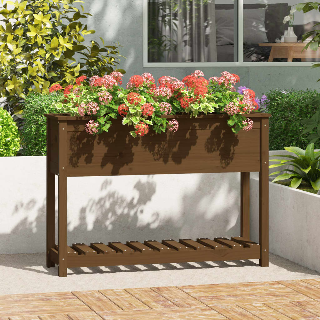 Lovelis su lentyna, medaus rudas, 111,5×34,5x81cm, pušis Lovelis su lentyna, medaus rudas, 111,5x34,5x81cm, pušis - Image 2