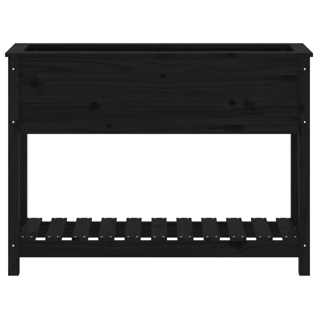 Lovelis su lentyna, juodas, 111,5×34,5x81cm, pušies masyvas Lovelis su lentyna, juodas, 111,5x34,5x81cm, pušies masyvas - Image 5