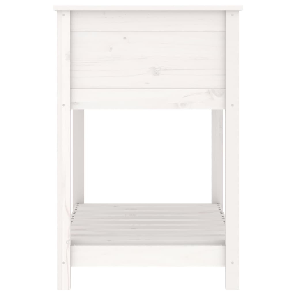 Lovelis su lentyna, baltas, 82,5x54x81cm, pušies masyvas Lovelis su lentyna, baltas, 82,5x54x81cm, pušies masyvas - Image 6