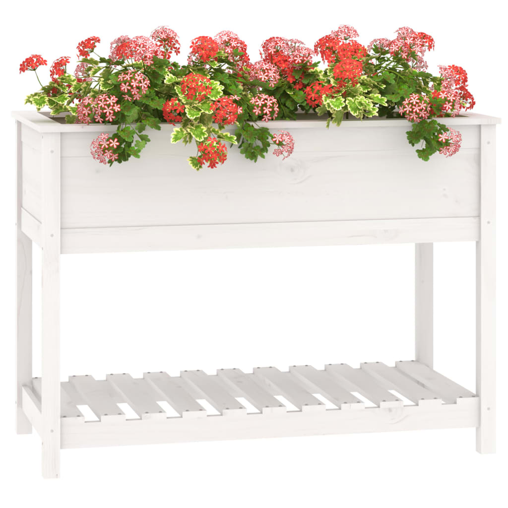 Lovelis su lentyna, baltas, 111,5x54x81cm, pušies masyvas Lovelis su lentyna, baltas, 111,5x54x81cm, pušies masyvas - Image 4