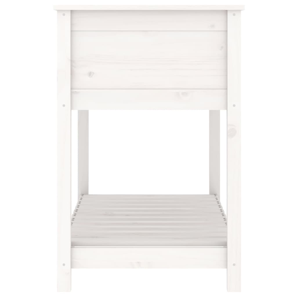 Lovelis su lentyna, baltas, 111,5x54x81cm, pušies masyvas Lovelis su lentyna, baltas, 111,5x54x81cm, pušies masyvas - Image 6