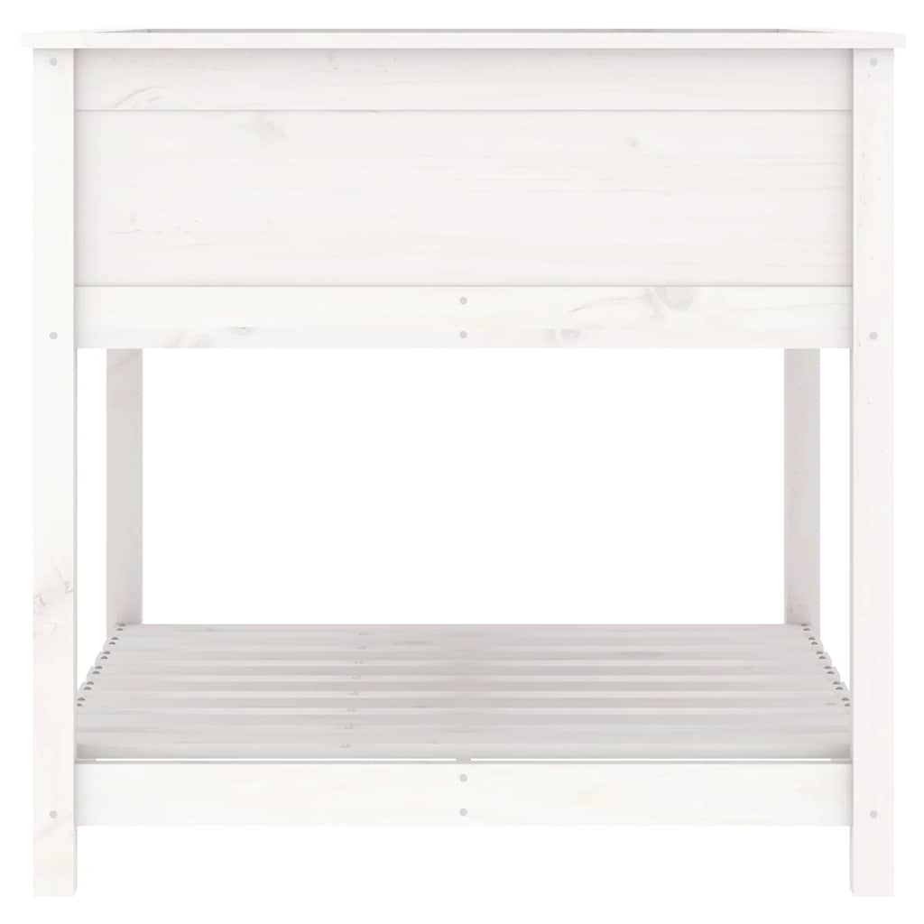 Lovelis su lentyna, baltas, 82,5×82,5x81cm, pušies masyvas Lovelis su lentyna, baltas, 82,5x82,5x81cm, pušies masyvas - Image 6