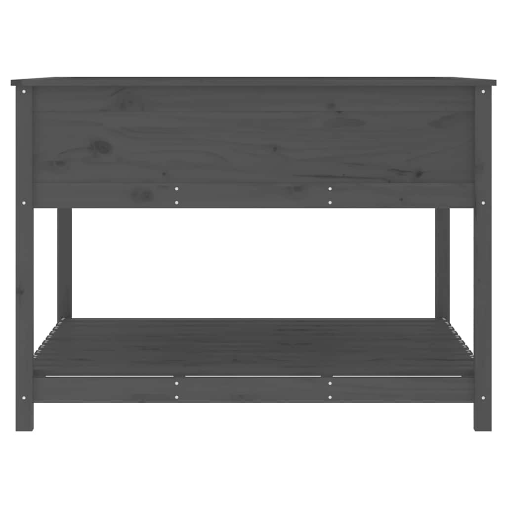 Lovelis su lentyna, pilkas, 111,5×111,5x81cm, pušies masyvas Lovelis su lentyna, pilkas, 111,5x111,5x81cm, pušies masyvas - Image 6