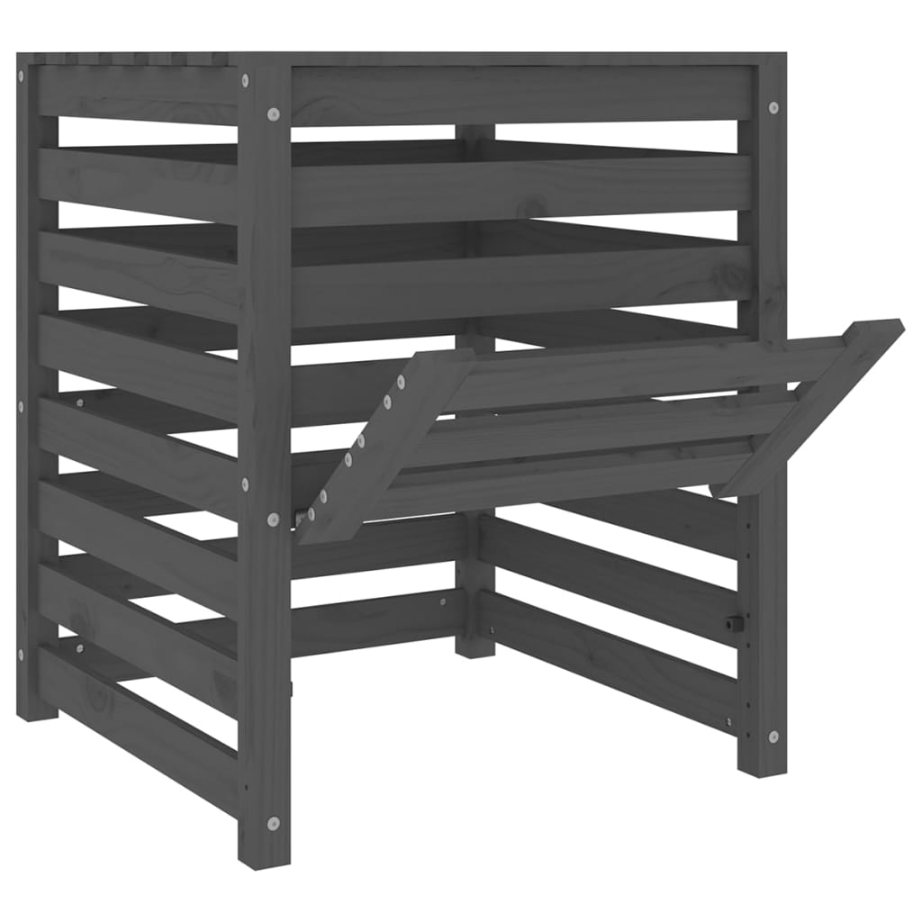 Komposto dėžė, pilka, 63,5×63,5×77,5cm, pušies medienos masyvas Komposto dėžė, pilka, 63,5x63,5x77,5cm, pušies medienos masyvas - Image 6